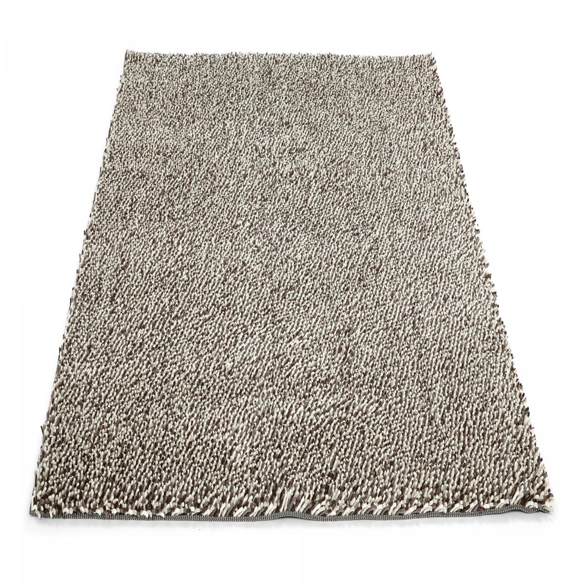Tapis longs poils shaggy tissé en laine motif uni GRAVELA — vue 4