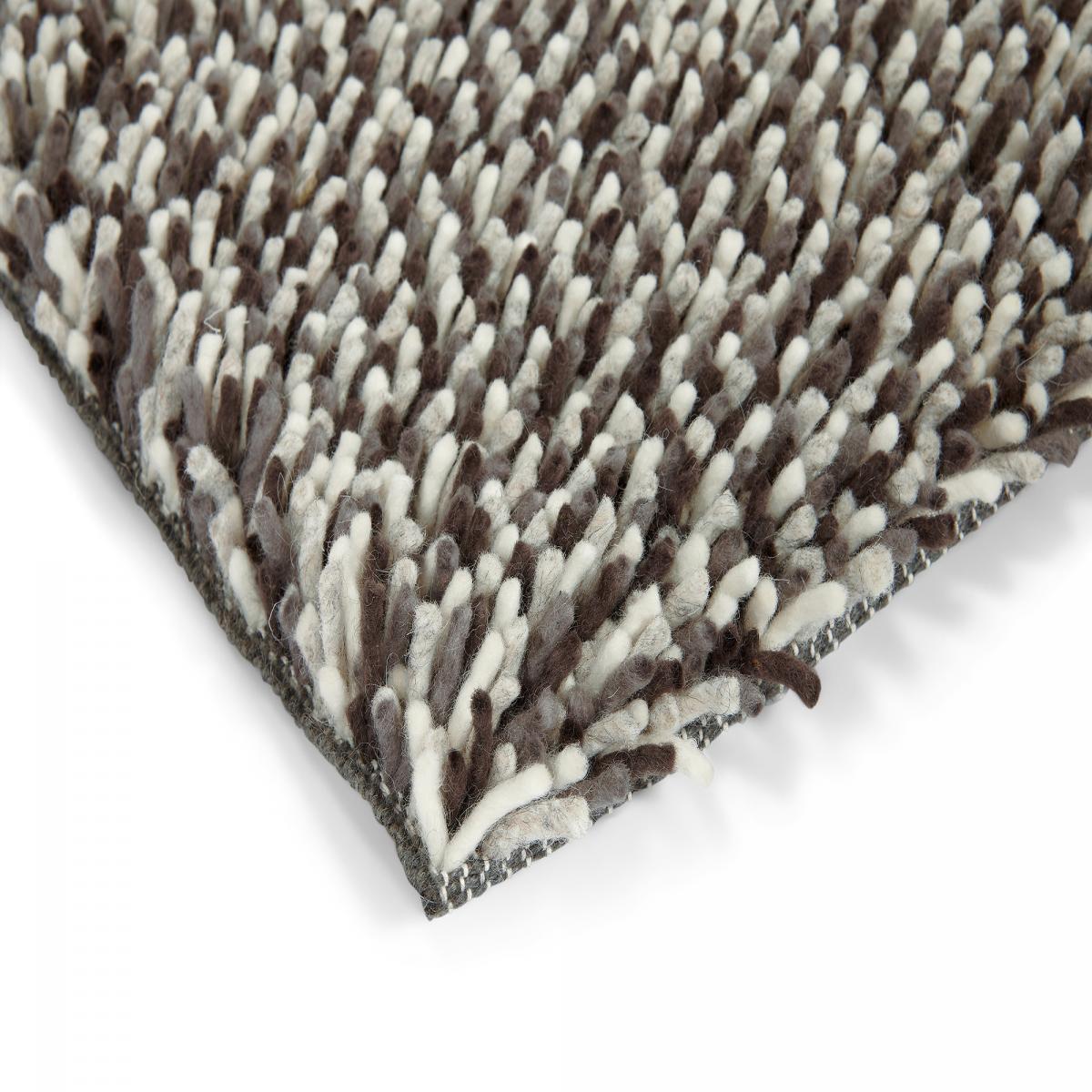 Tapis longs poils shaggy tissé en laine motif uni GRAVELA — vue 6