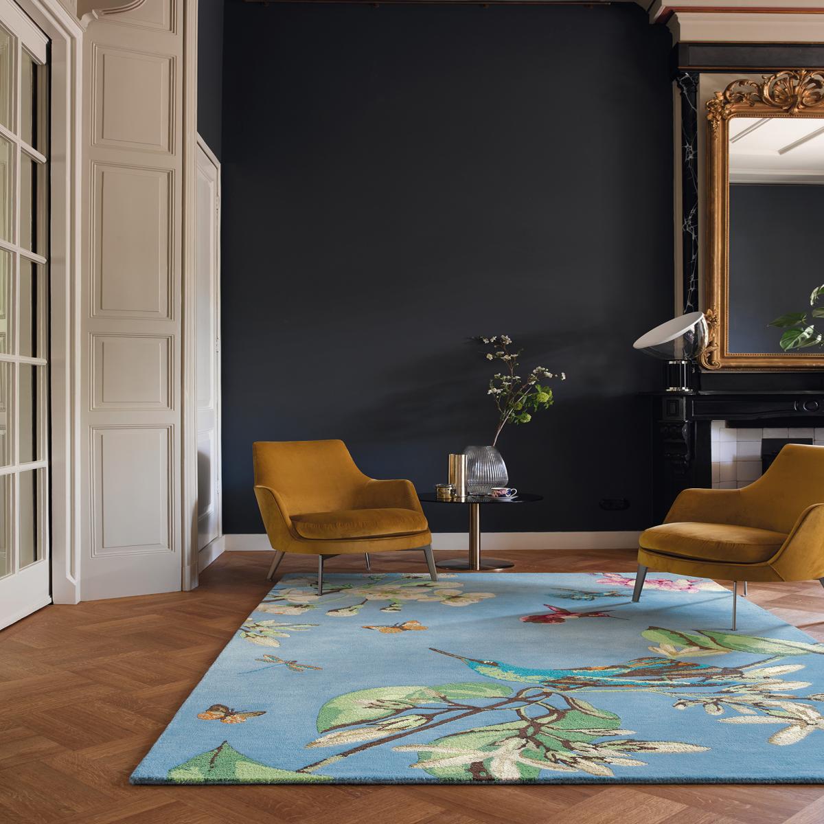 Tapis salon et chambre fait à la main en laine motif floral — vue 3