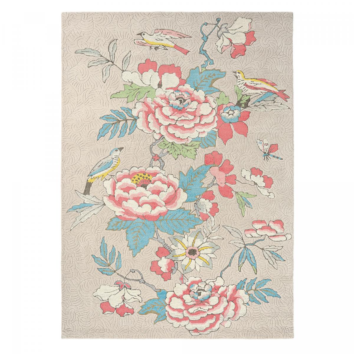 Tapis salon et chambre fait à la main en laine motif floral PAEONIA