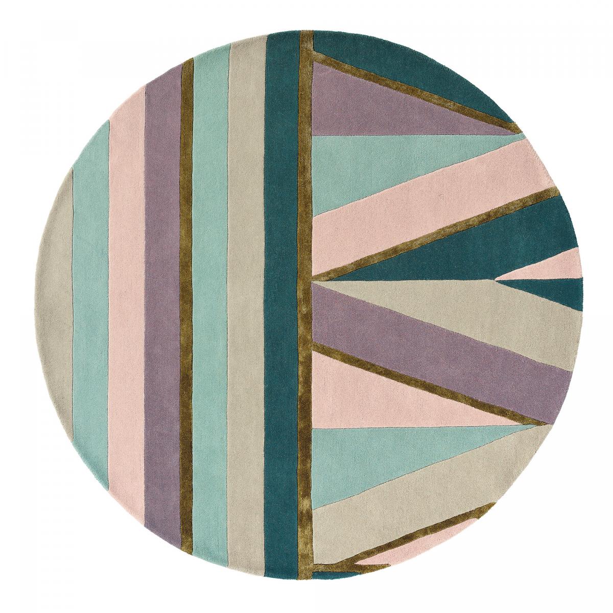 Tapis rond fait à la main en laine motif géométrique SAHAARA R