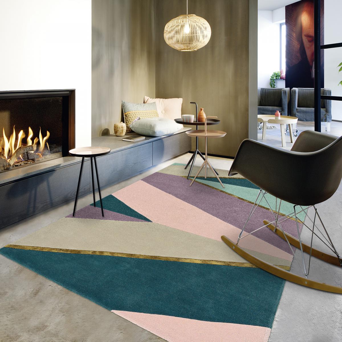 Tapis salon et chambre SAHAARA, fait à la main motif géométrique — vue 3