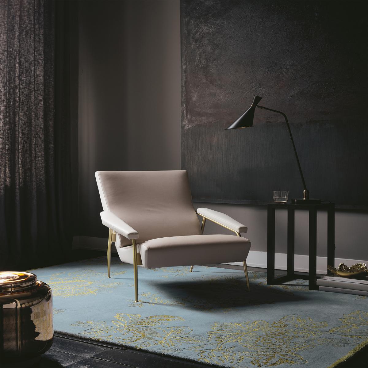 Tapis salon et chambre fait à la main en laine motif floral TONQUIN — vue 3