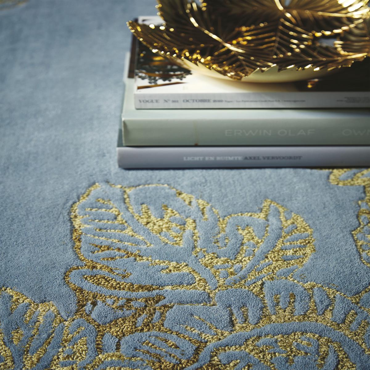 Tapis salon et chambre fait à la main en laine motif floral TONQUIN — vue 5