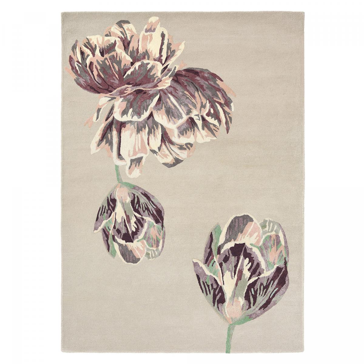 Tapis salon et chambre fait à la main en laine motif floral TRANKI