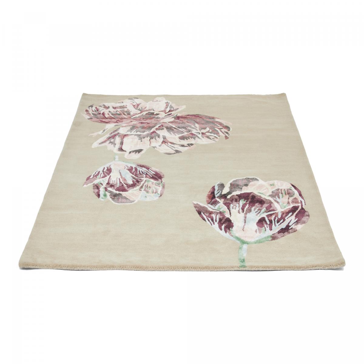 Tapis salon et chambre fait à la main en laine motif floral TRANKI — vue 6
