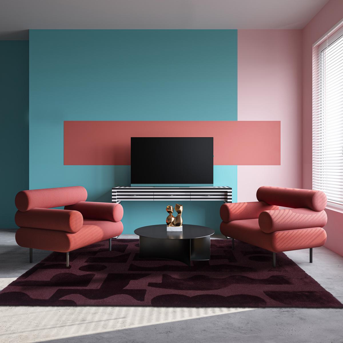 Tapis salon et chambre tufté en laine motif géométrique MURAL — vue 3