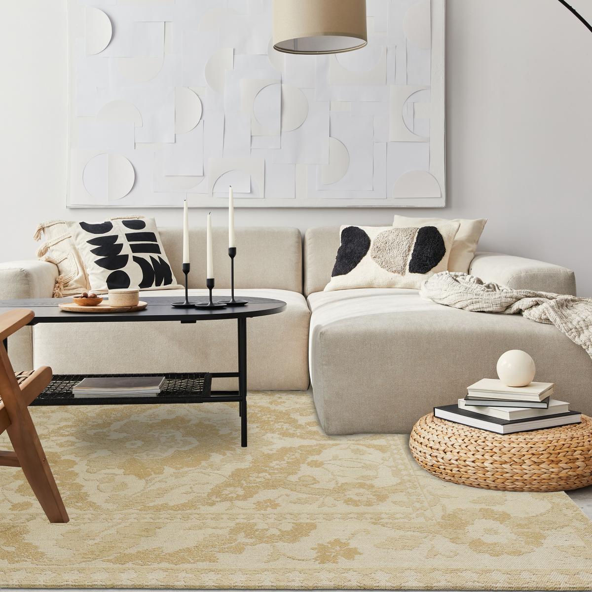 Tapis salon et chambre fait main en coton motif floral NEWBOR — vue 3