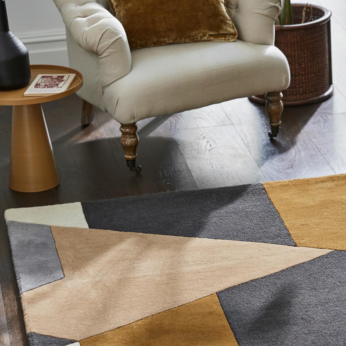 Tapis salon et chambre PAPOVA, fait à la main motif géométrique — vue 4