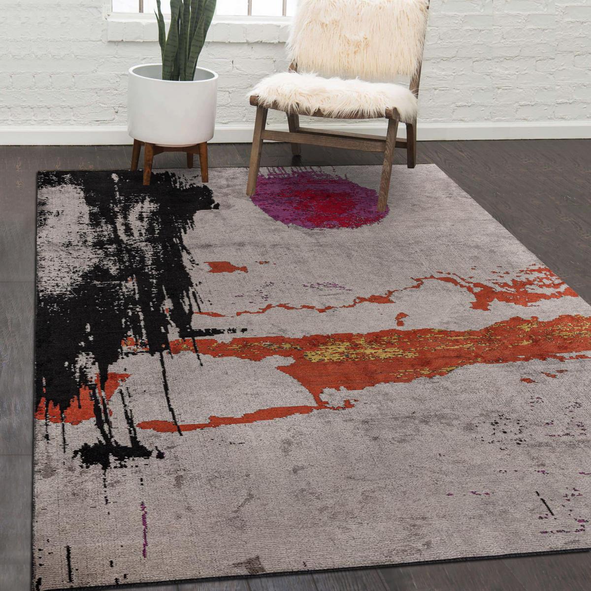 Tapis kilim tissé en coton motif abstrait PINKSUN — vue 3