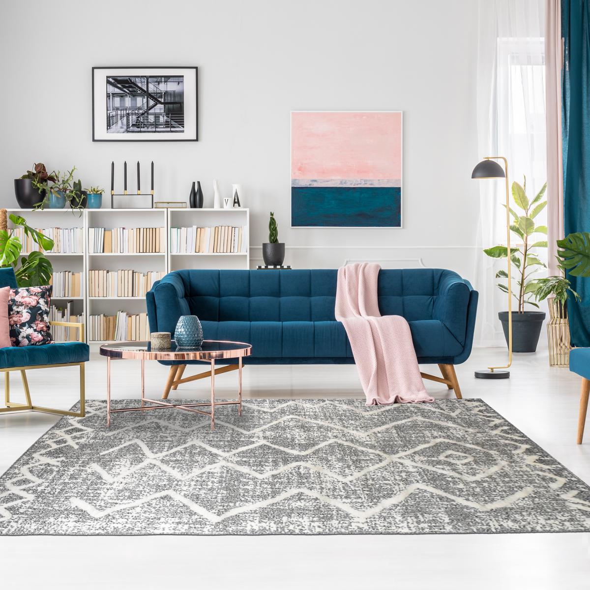 Tapis longs poils shaggy tissé motif berbère PITOLA — vue 6