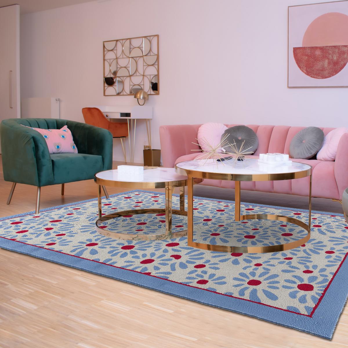 Tapis extérieur kilim fait main rectangle DAISY — vue 3