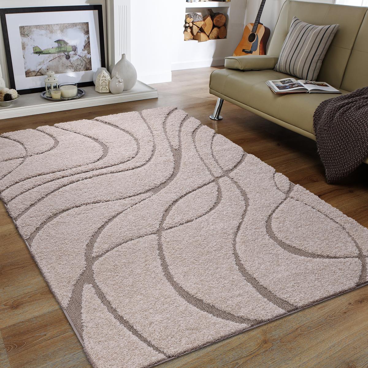 Tapis shaggy tissé motif géométrique POUDA — vue 3