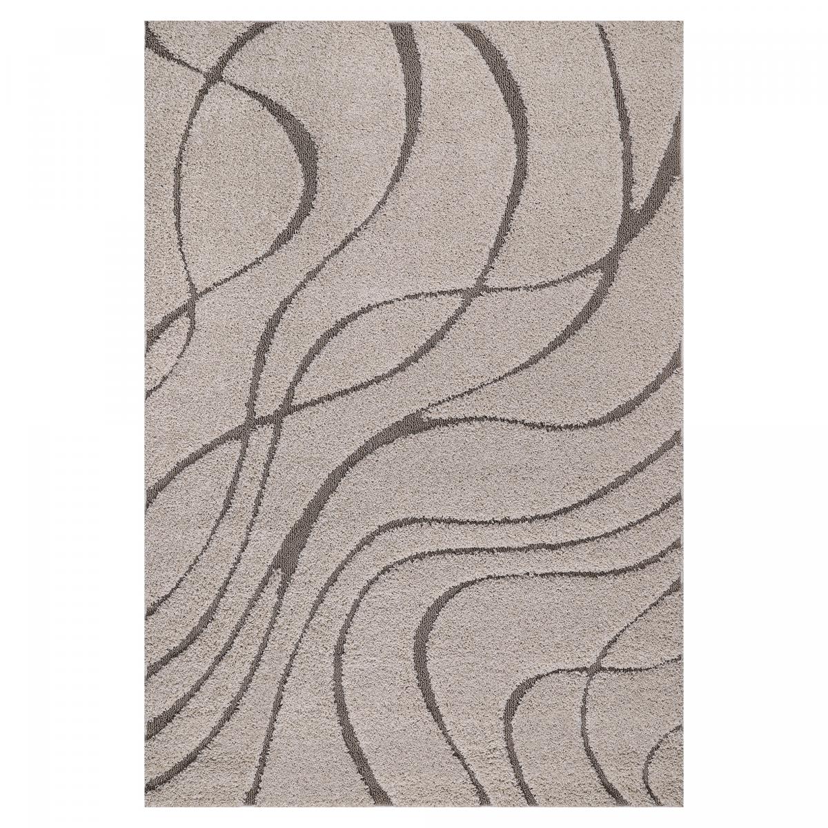 Tapis shaggy tissé motif géométrique POUDA