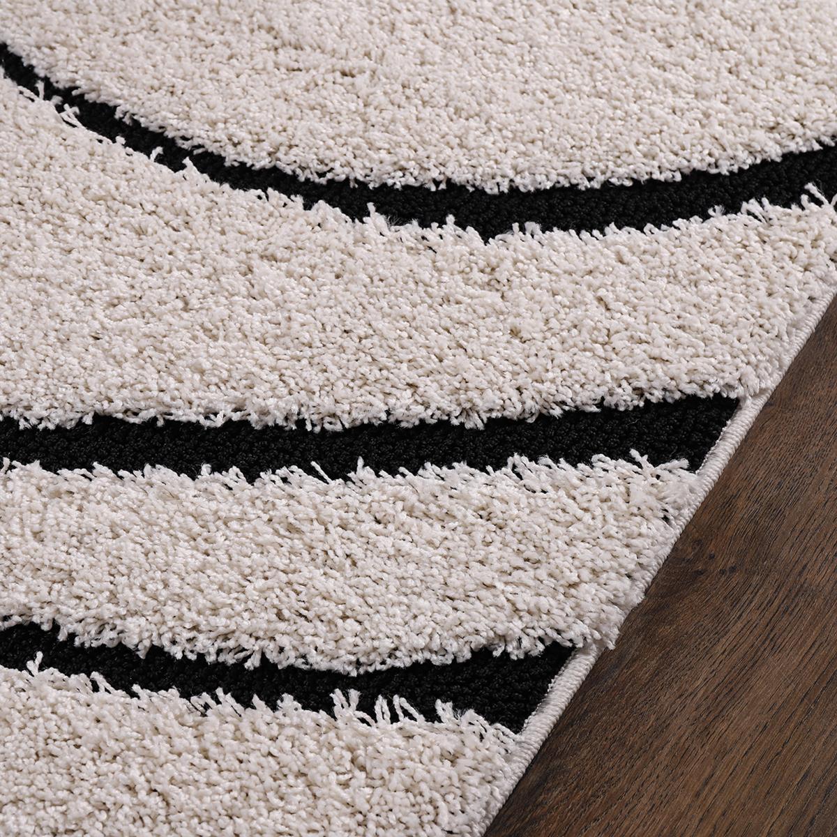 Tapis rond shaggy tissé motif géométrique POUDA — vue 6