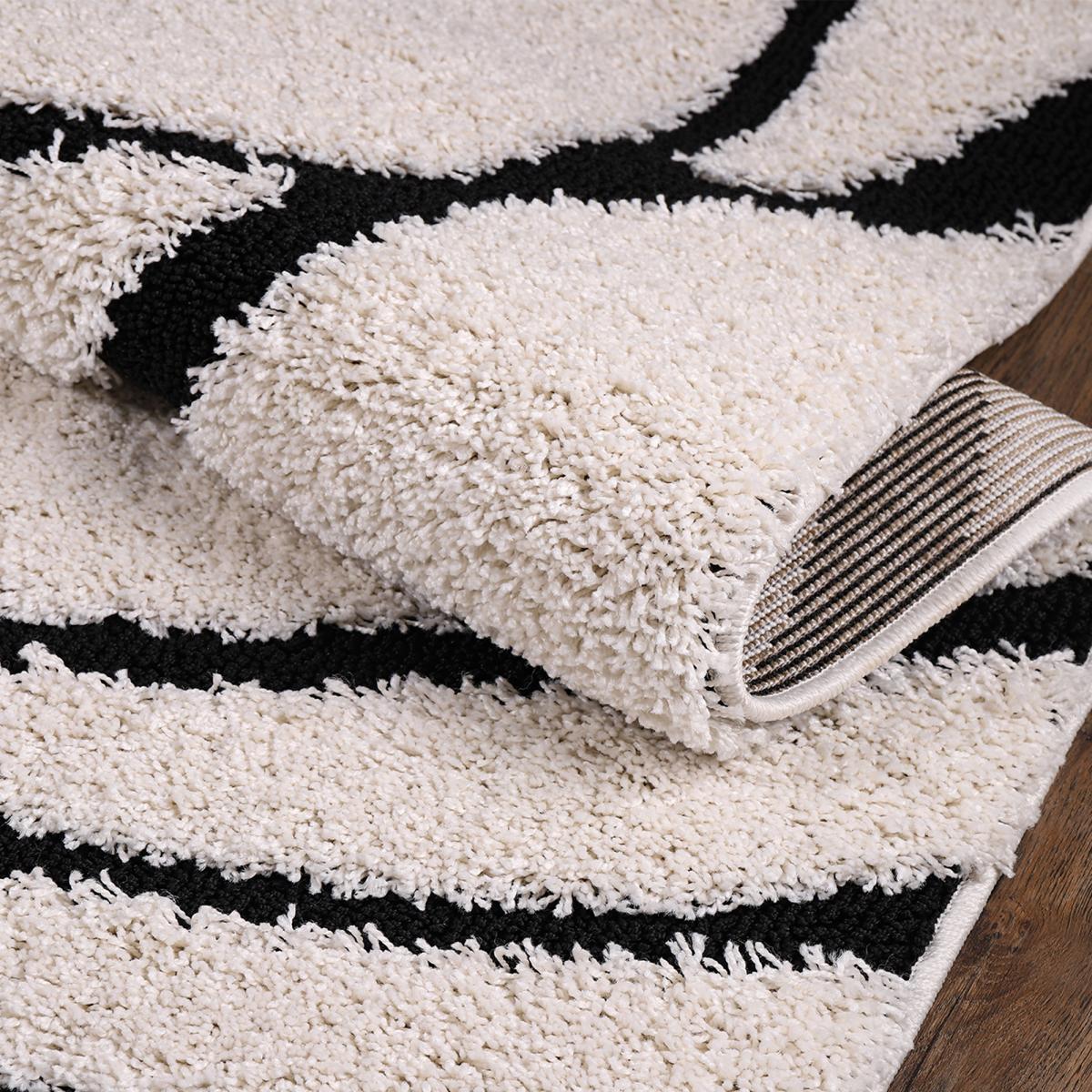 Tapis rond shaggy tissé motif géométrique POUDA — vue 4