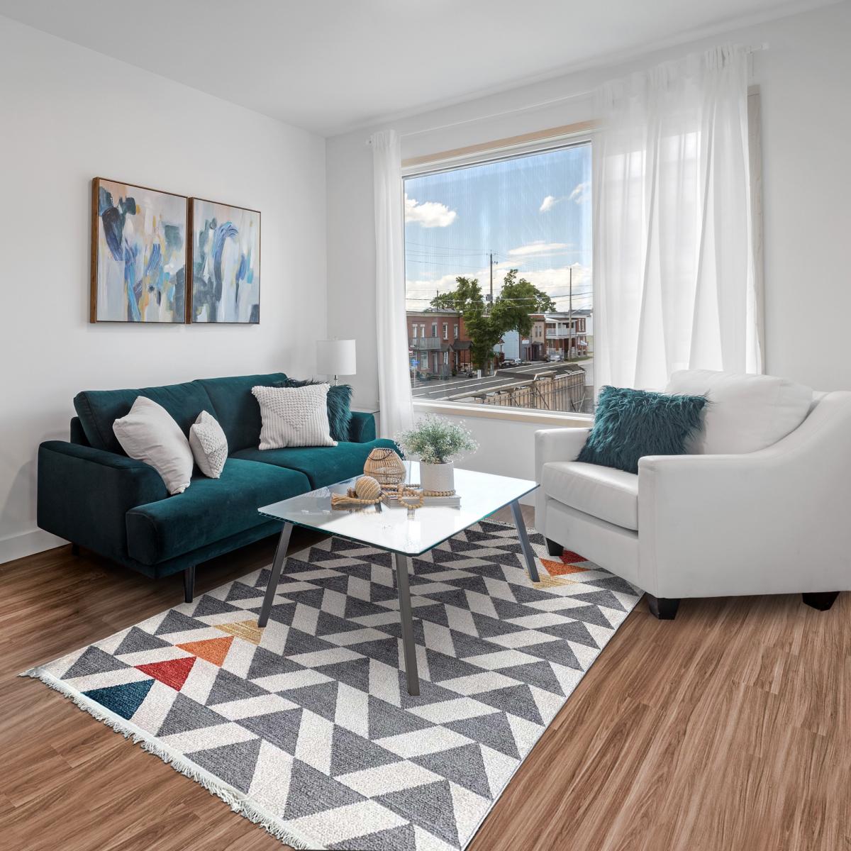 Tapis salon et chambre tissé motif scandinave CHEYANE — vue 3