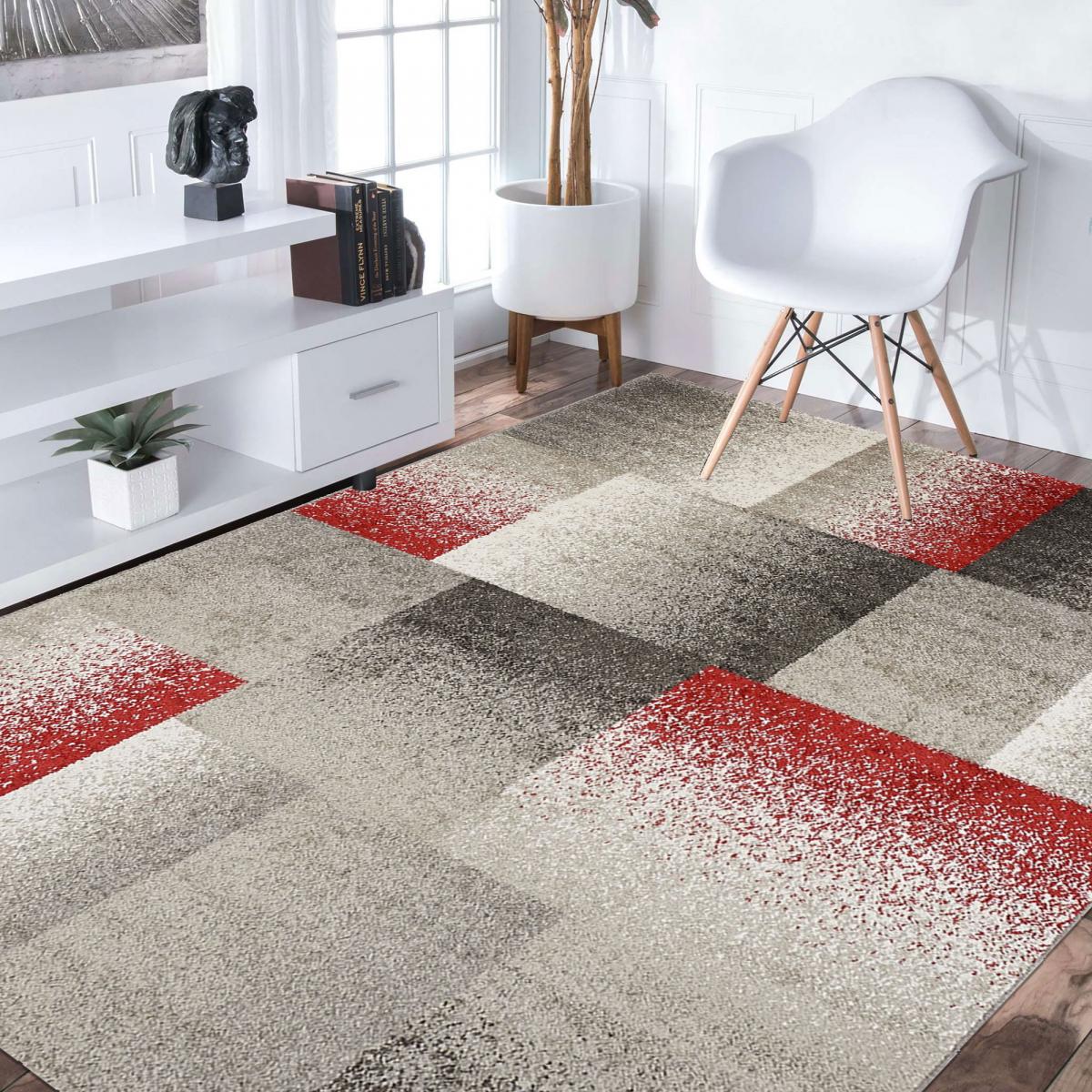 Tapis chambre tissé motif géométrique DERBY A — vue 3