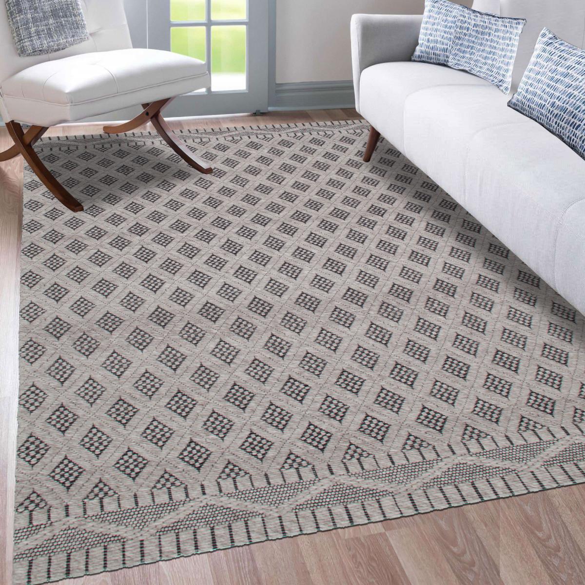 Tapis kilim fait main en PET motif géométrique — vue 6