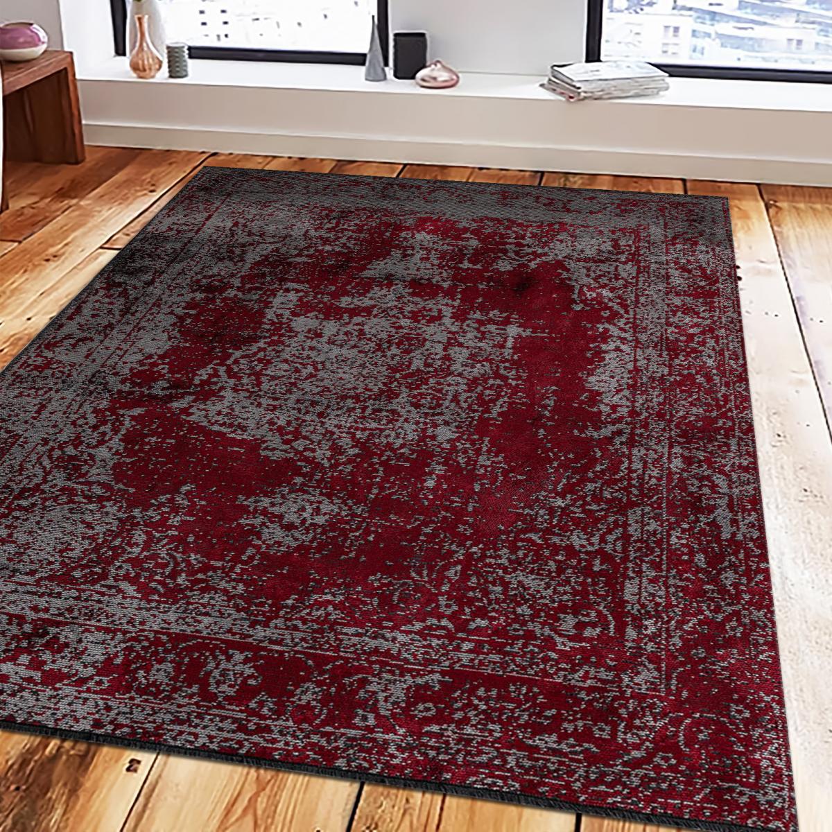 Tapis kilim tissé en coton motif abstrait REDTAGE — vue 3
