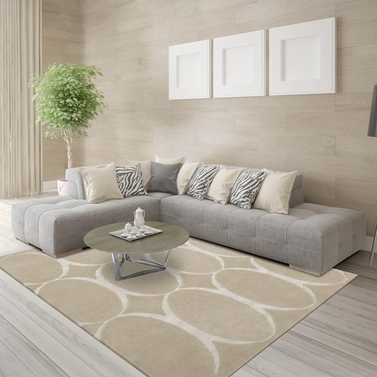 Tapis salon et chambre fait à la main en laine motif simple RIO — vue 3