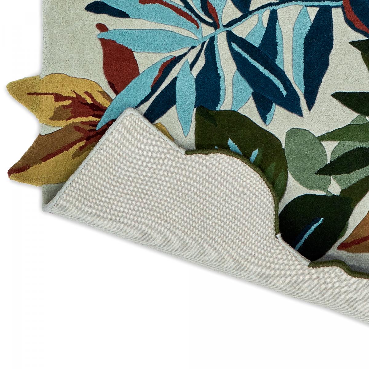 Tapis salon et chambre fait main en laine motif floral ROBINS — vue 5