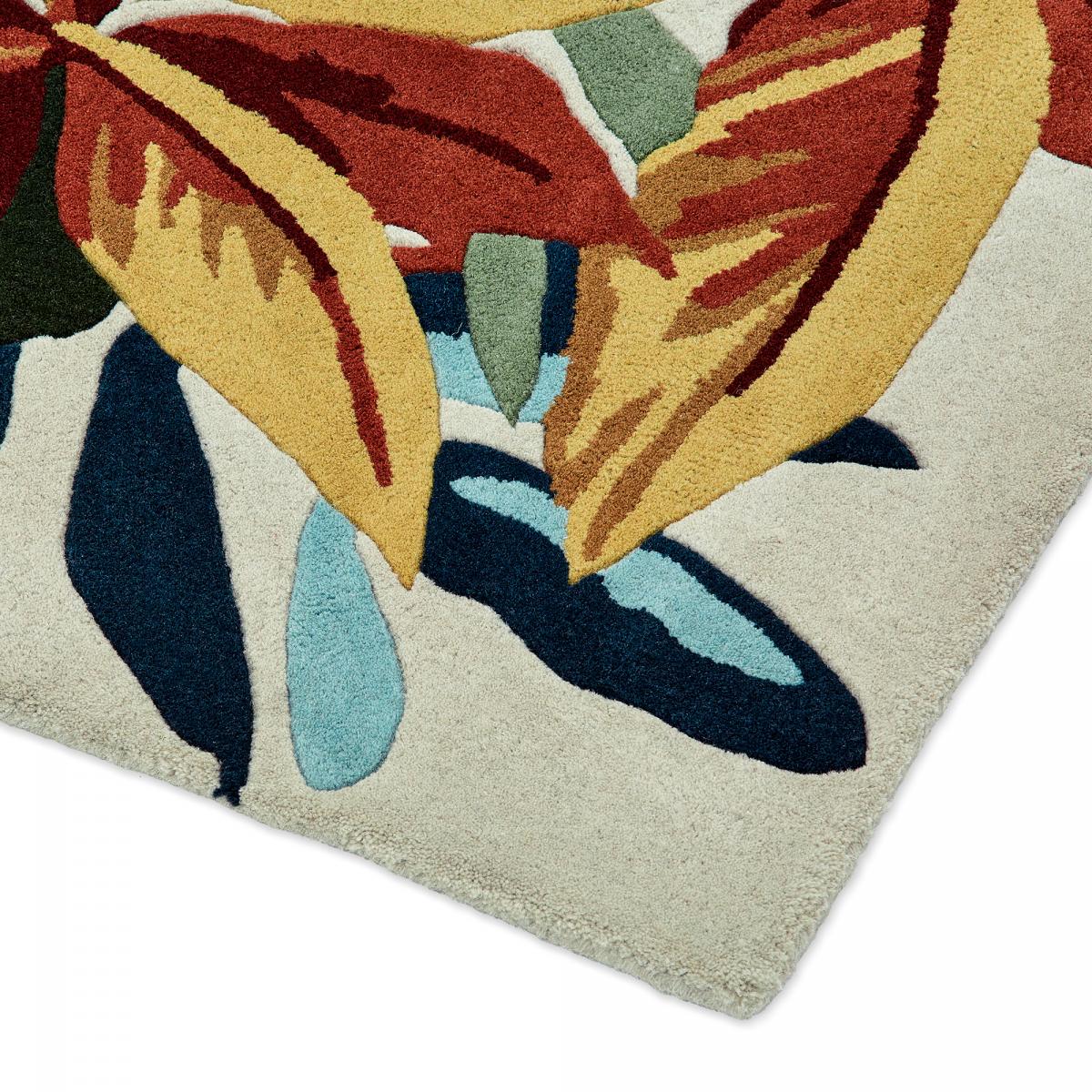 Tapis salon et chambre fait main en laine motif floral ROBINS — vue 4