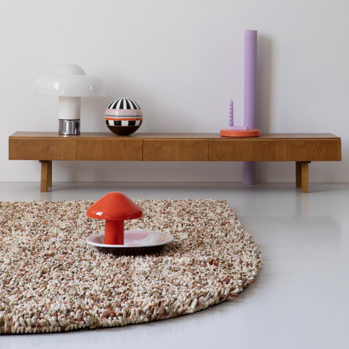 Tapis shaggy tissé en laine motif faux uni ROCKS