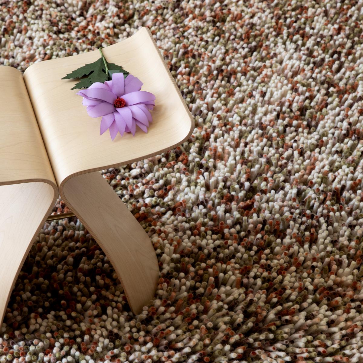 Tapis shaggy tissé en laine motif faux uni ROCKS — vue 4