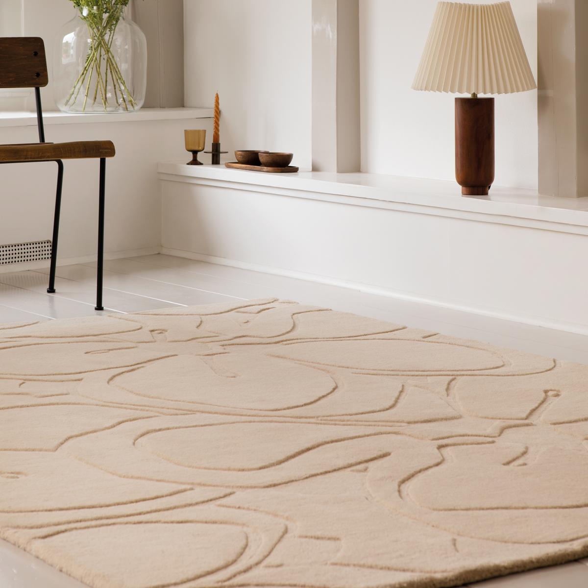Tapis salon et chambre fait à la main en laine motif faux uni — vue 3