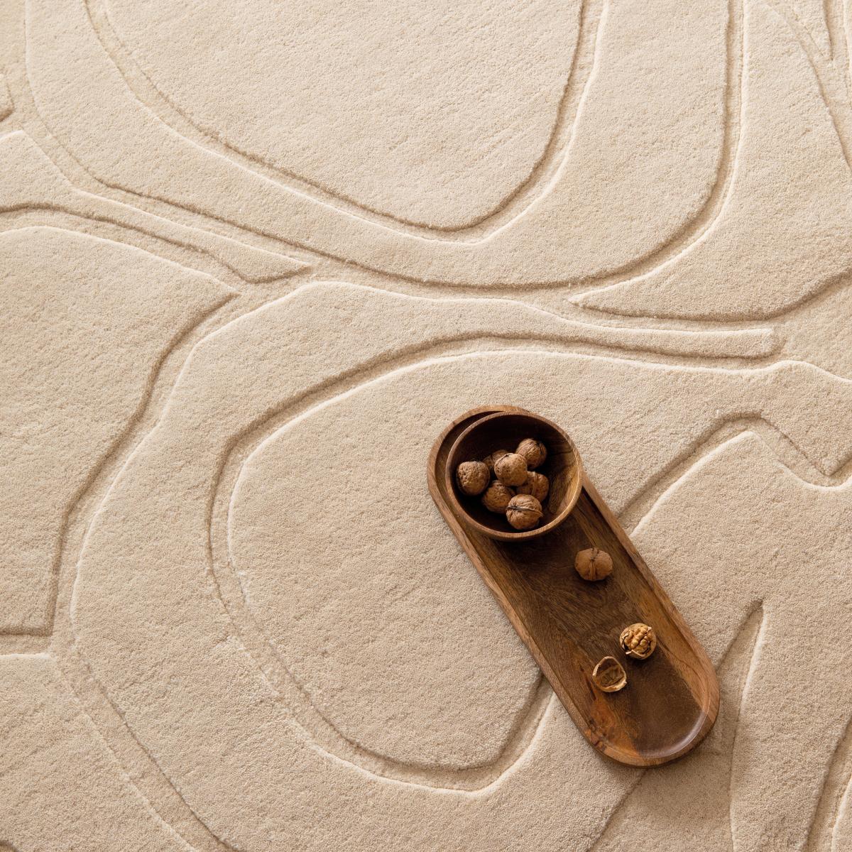 Tapis salon et chambre fait à la main en laine motif faux uni — vue 5