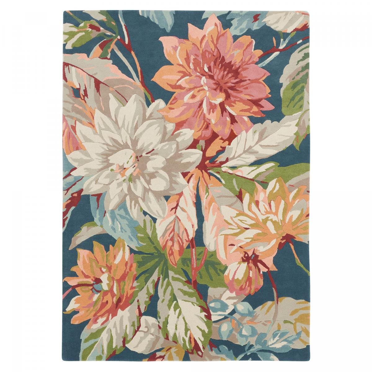 Tapis salon et chambre fait à la main en laine motif floral ROSEHIP