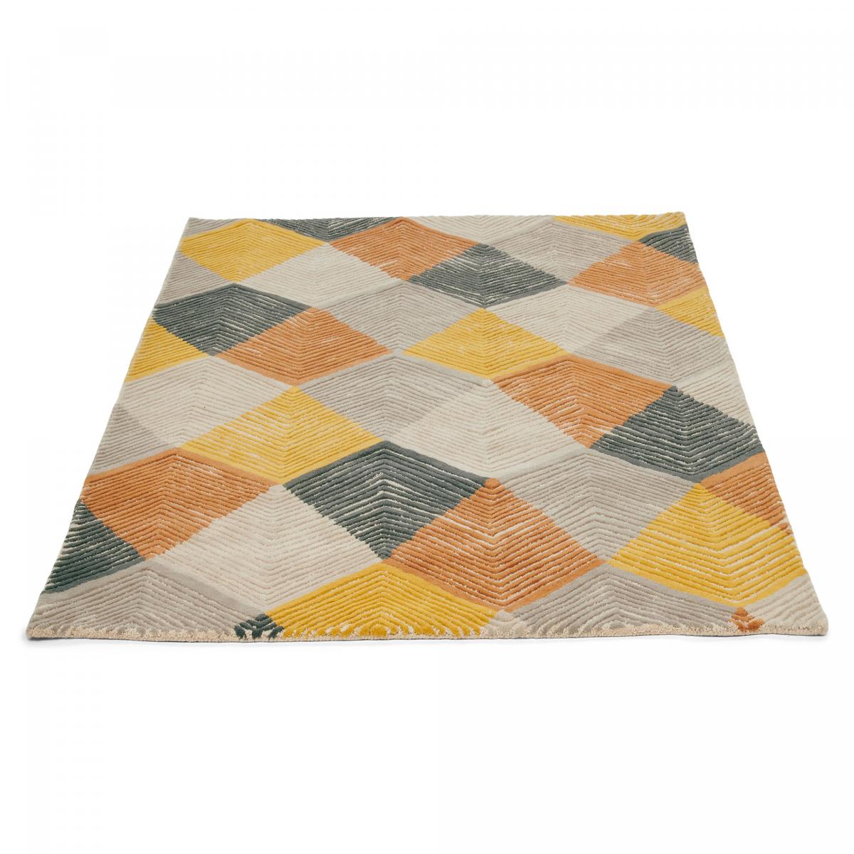 Tapis salon et chambre SAFFRON, fait à la main motif géométrique — vue 6
