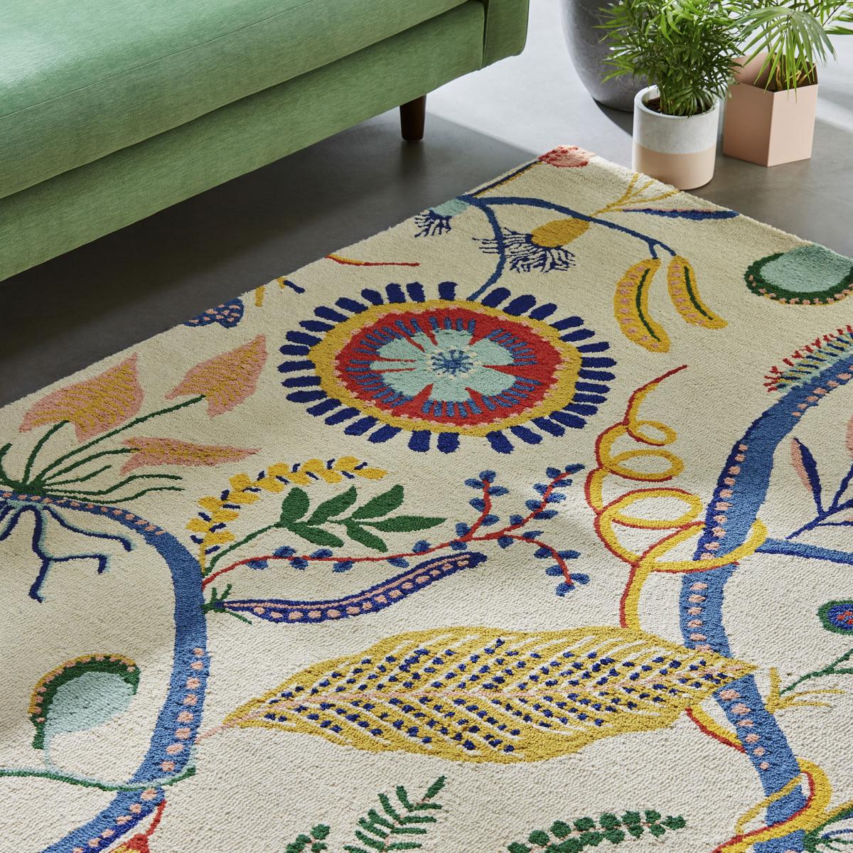 Tapis salon et chambre fait à la main en laine motif floral SAVAGE — vue 4