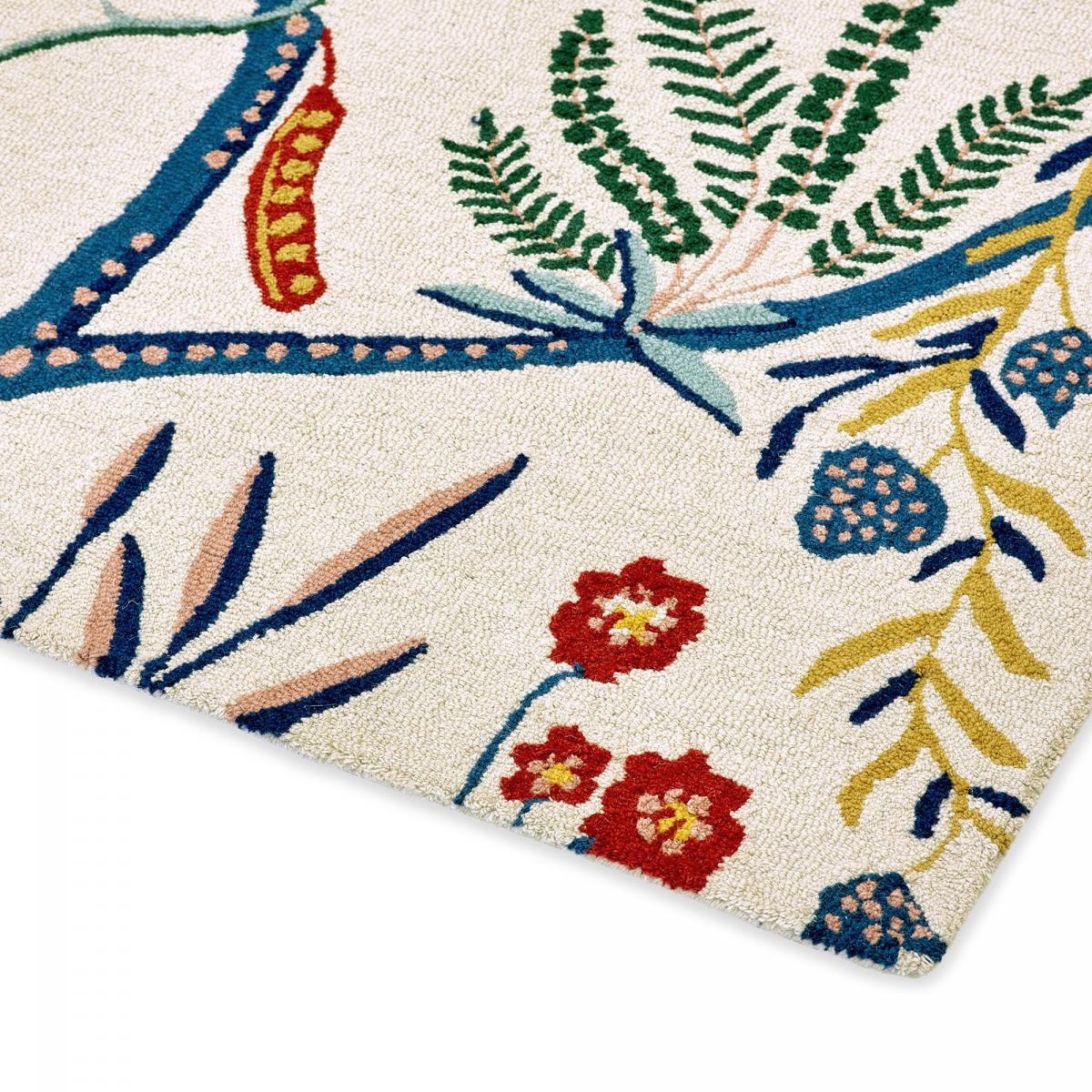 Tapis salon et chambre fait à la main en laine motif floral SAVAGE — vue 5