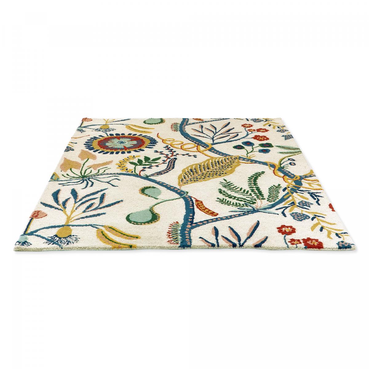 Tapis salon et chambre fait à la main en laine motif floral SAVAGE — vue 6