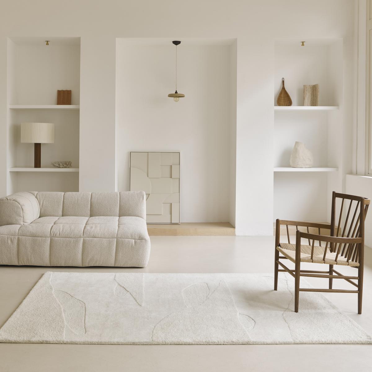 Tapis salon et chambre fait à la main en laine motif faux uni SCAPE — vue 3