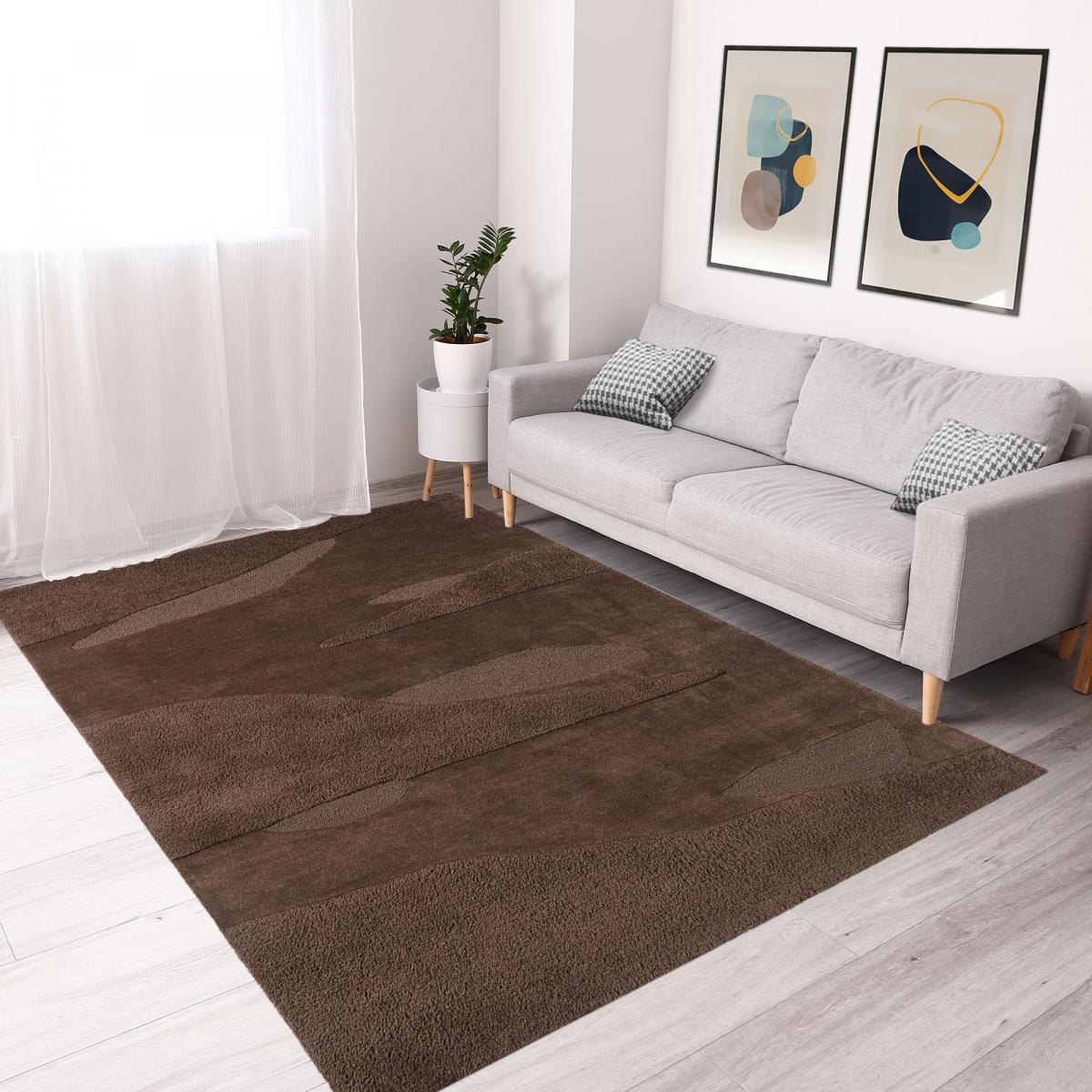 Tapis salon et chambre fait à la main en laine motif faux uni SCAPE — vue 3