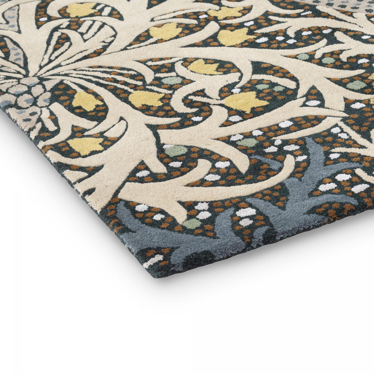 Tapis salon et chambre fait à la main en laine motif floral SEAWEED — vue 4