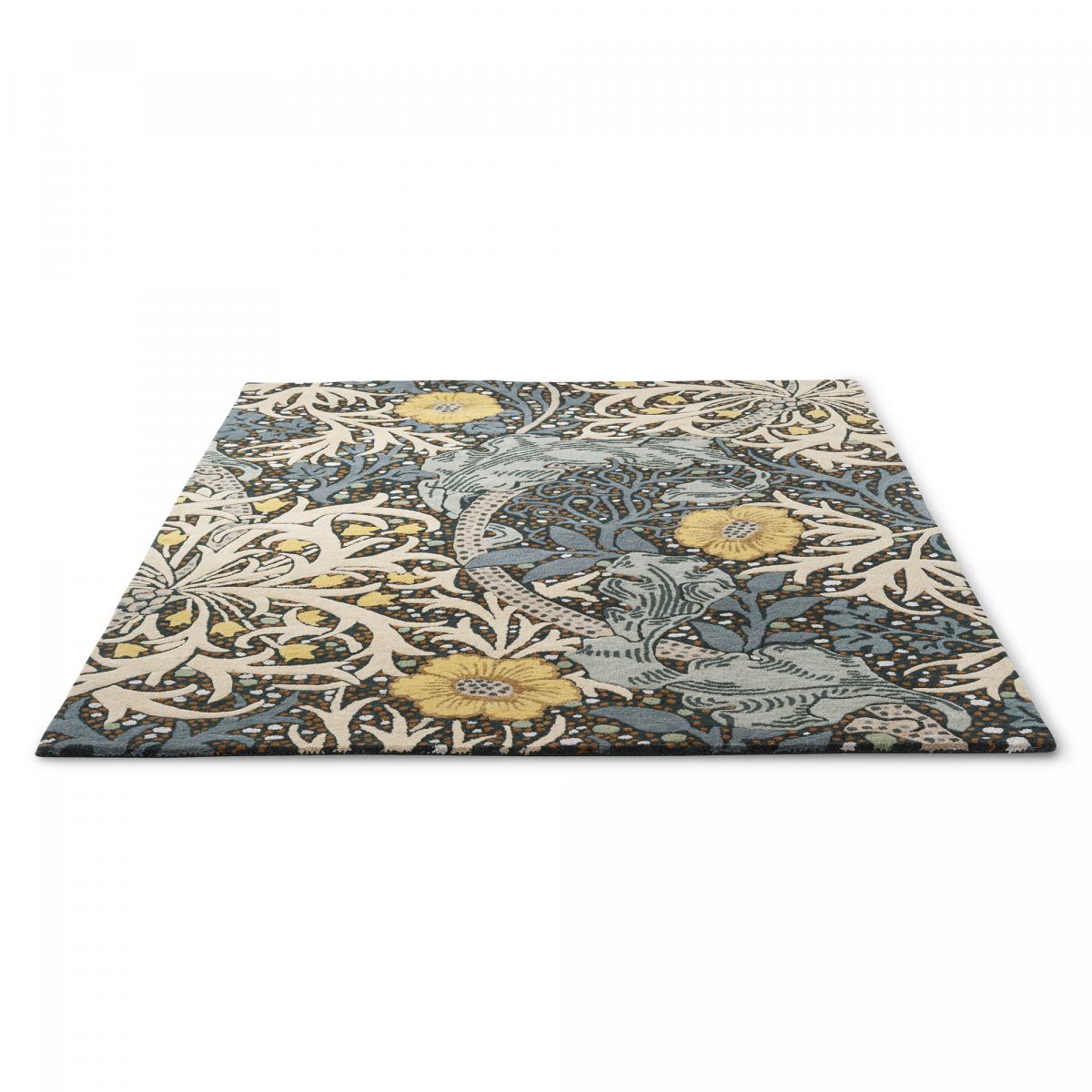 Tapis salon et chambre fait à la main en laine motif floral SEAWEED — vue 5