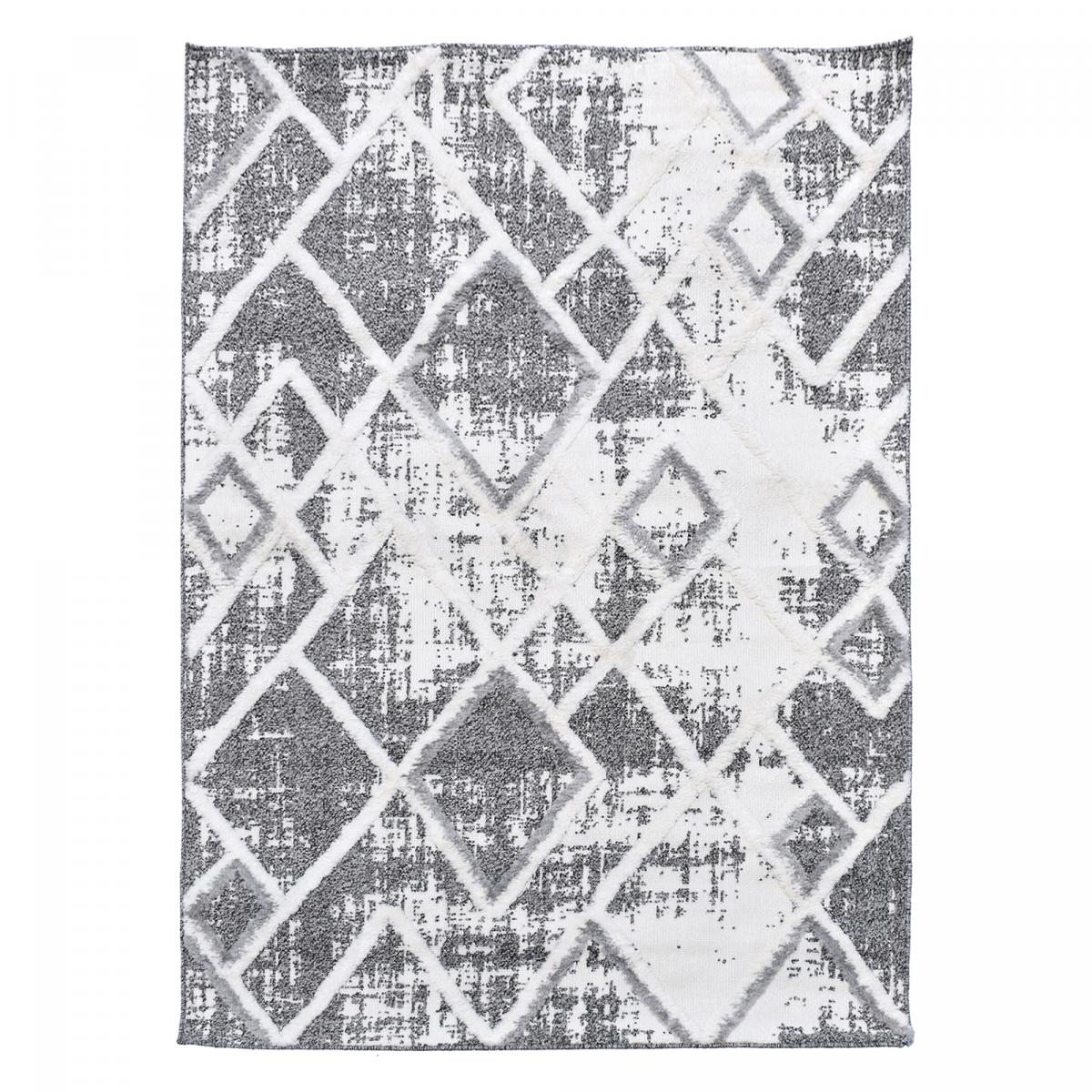 Tapis longs poils shaggy tissé motif rétro-vintage LADURO