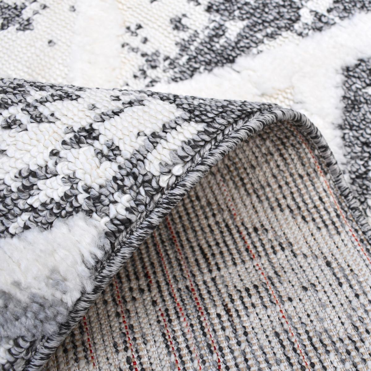 Tapis longs poils shaggy tissé motif rétro-vintage LADURO — vue 5