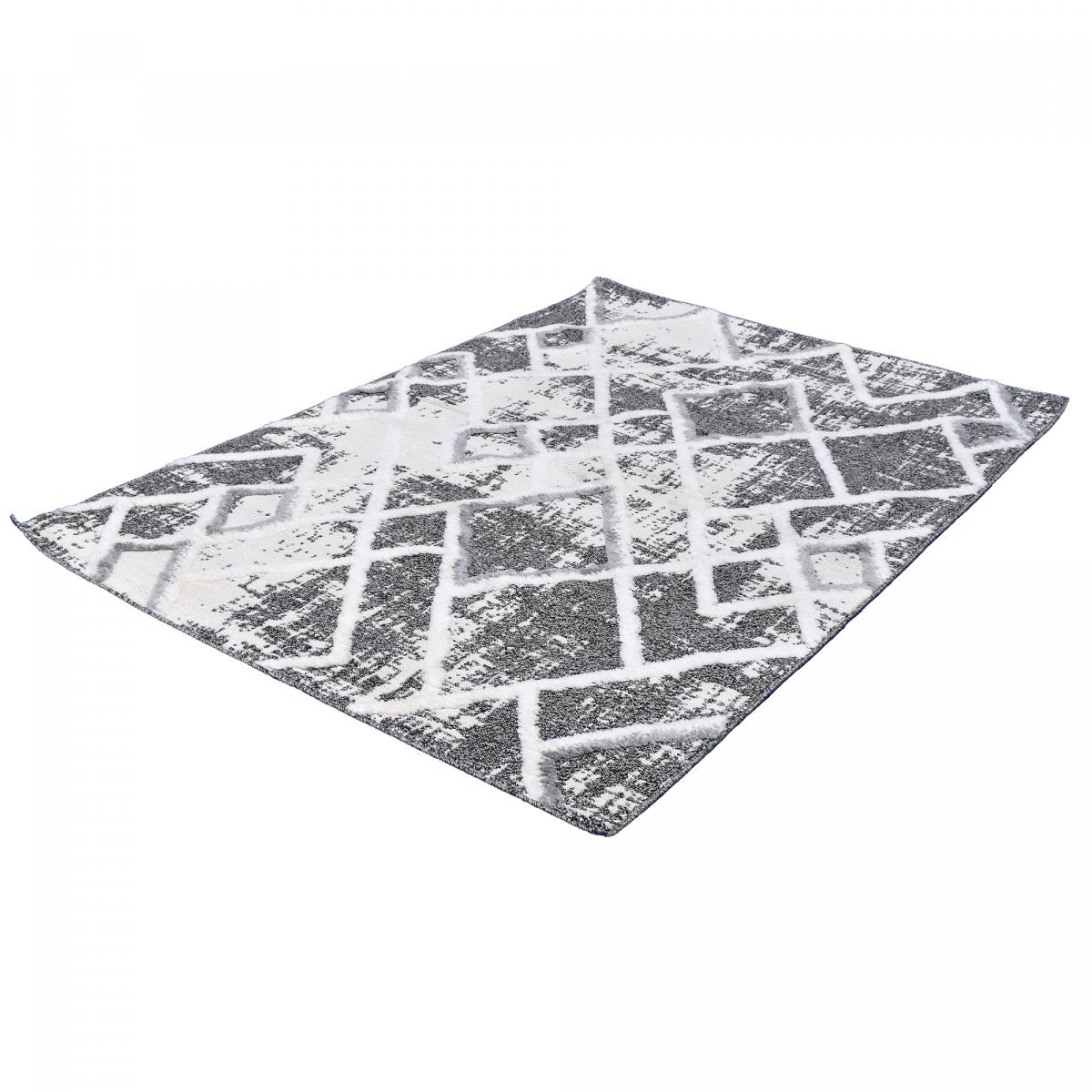 Tapis longs poils shaggy tissé motif rétro-vintage LADURO — vue 6