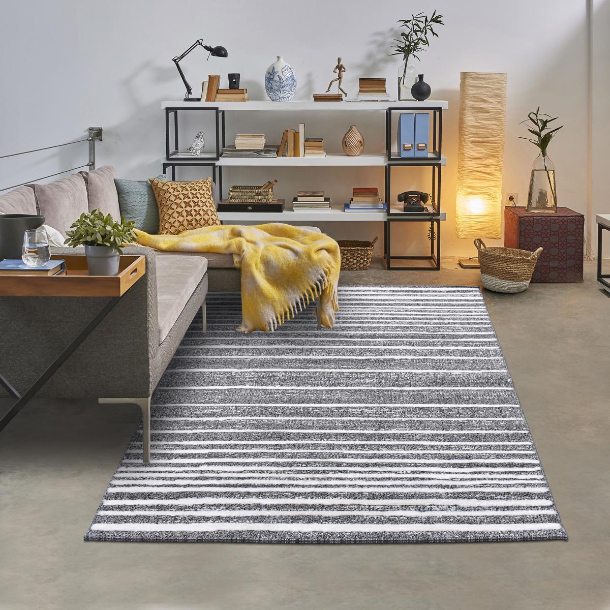 Tapis longs poils shaggy tissé motif géométrique LOLABE — vue 5