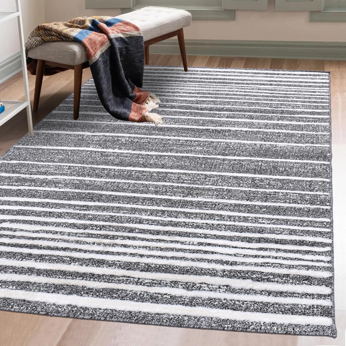 Tapis longs poils shaggy tissé motif géométrique LOLABE — vue 3