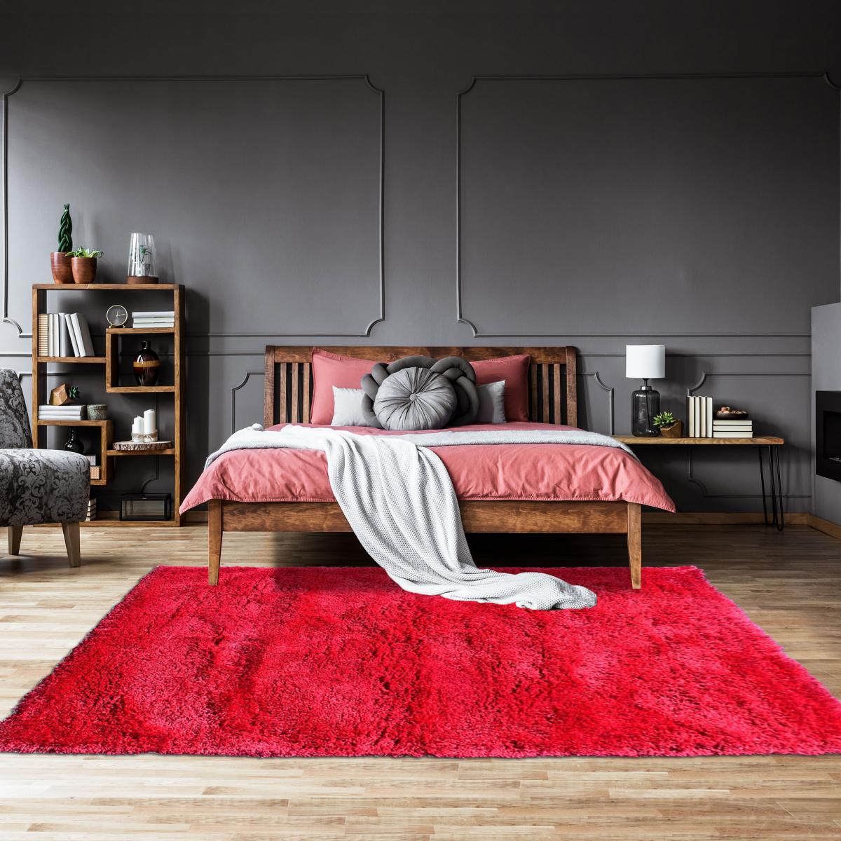 Tapis longs poils shaggy fait main motif uni LUXE — vue 3