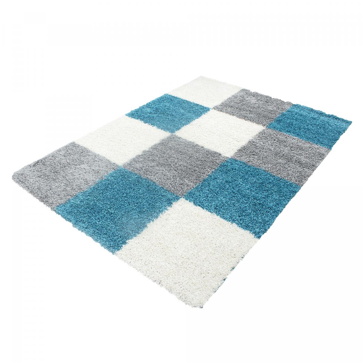 Tapis poils longs shaggy tissé motif damier CARRÉ A — vue 5