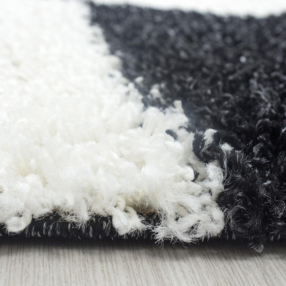 Tapis poils longs shaggy tissé motif damier CARRÉ A — vue 4