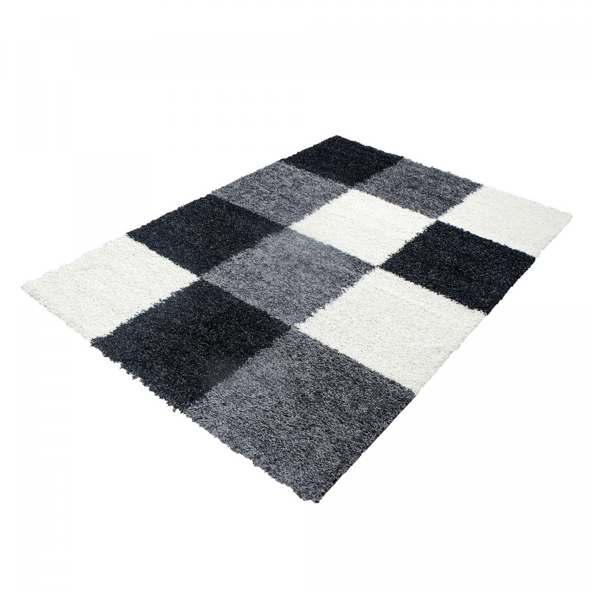 Tapis poils longs shaggy tissé motif damier CARRÉ A — vue 5