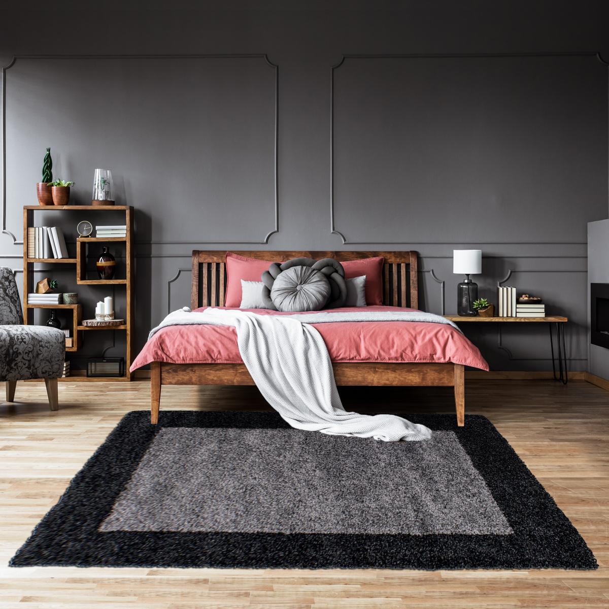 Tapis poils longs shaggy tissé motif simple BORDURE — vue 3